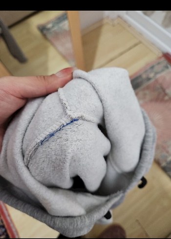 Gri Kapüşonlu Salaş Kadın Sweatshirt - Görsel 8