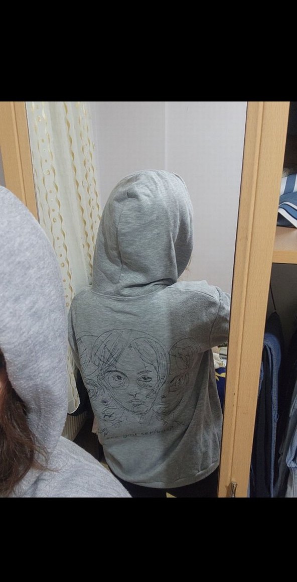 Gri Kapüşonlu Salaş Kadın Sweatshirt - Görsel 2