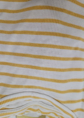 sarı Çizgili Kısa Kollu Kadın Tişört - Görsel 4