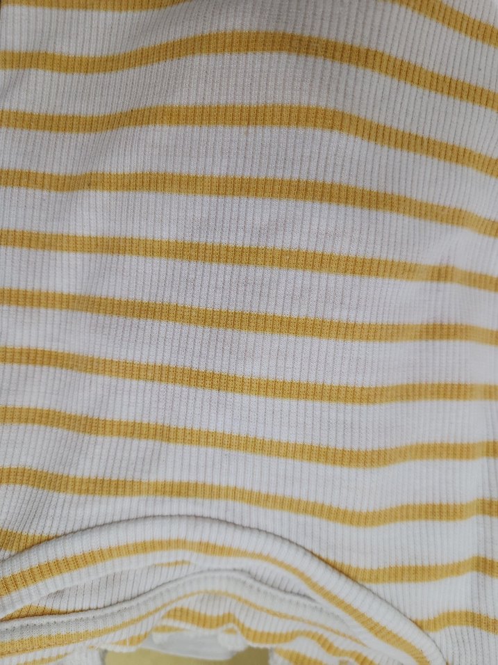 sarı Çizgili Kısa Kollu Kadın Tişört - Görsel 4