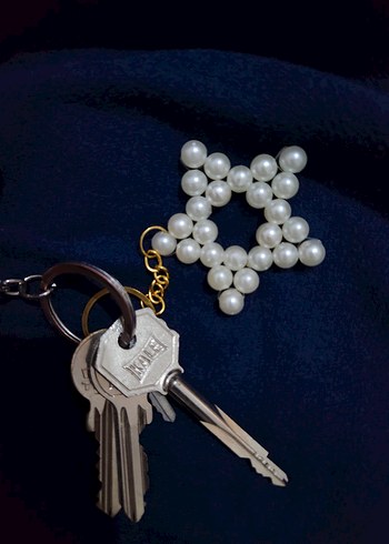 Boncuklu Beyaz Yıldız Anahtarlık - Görsel 3