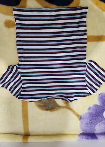 Çizgili Lacivert Kadın Tişört - Görsel 3