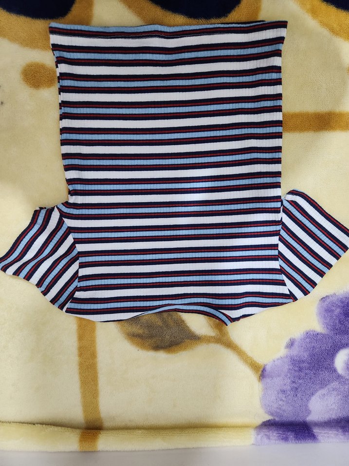 Çizgili Lacivert Kadın Tişört - Görsel 3