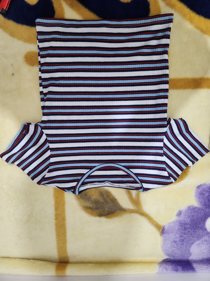 Çizgili Lacivert Kadın Tişört - Görsel 2