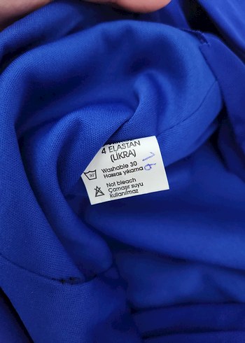 Mavi V Yaka Uzun Abiye Elbise - Görsel 7