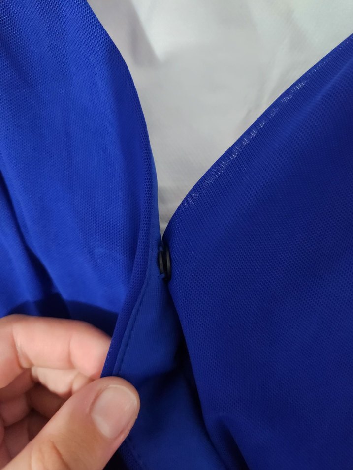 Mavi V Yaka Uzun Abiye Elbise - Görsel 5