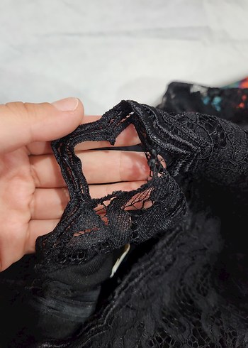 Dantelli Siyah Elbise - Görsel 7