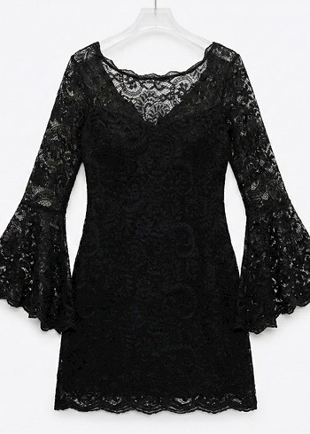 Dantelli Siyah Elbise - Görsel 4