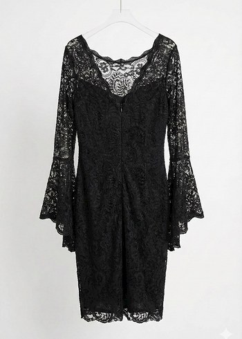 Dantelli Siyah Elbise - Görsel 3