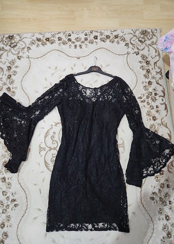 Dantelli Siyah Elbise - Görsel 10