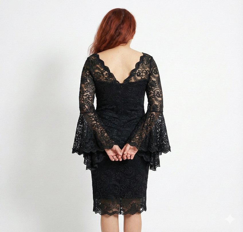 Dantelli Siyah Elbise - Görsel 2