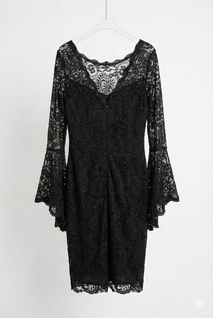 Dantelli Siyah Elbise - Görsel 3