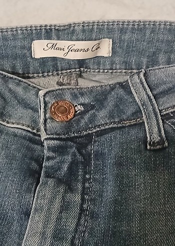 30 Beden Düğmeli Gri-Mavi Kadın Denim Pantolon