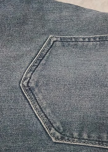Mavi Düğmeli Gri-Mavi Kadın Denim Pantolon