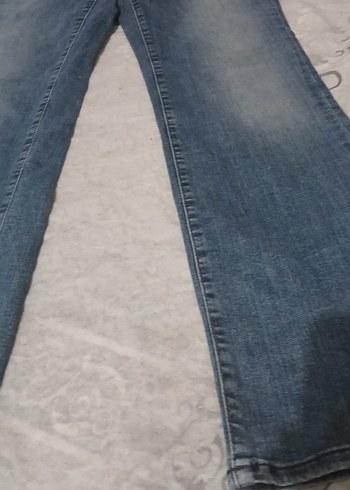30 Beden mavi Renk Düğmeli Gri-Mavi Kadın Denim Pantolon
