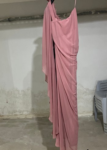 Pembe Drapeli Uzun Abiye Elbise - Görsel 7