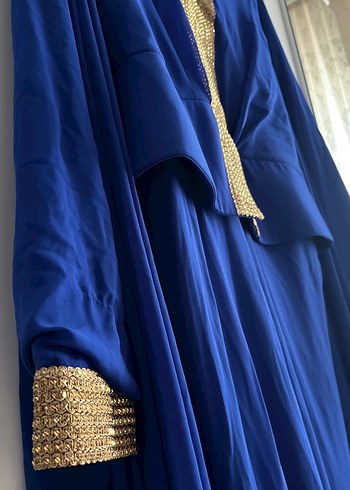 Mavi Uzun Kollu Drapeli Kadın Abiye - Görsel 6