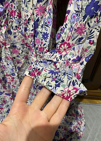 Çiçek Desenli Uzun Bohem Elbise - Görsel 4