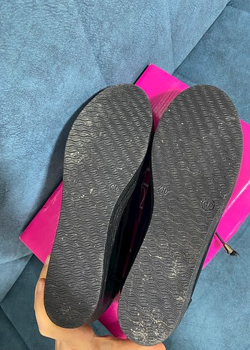 Kadın Siyah Lastik Platform Topuklu Klasik Ayakkabı - Görsel 5