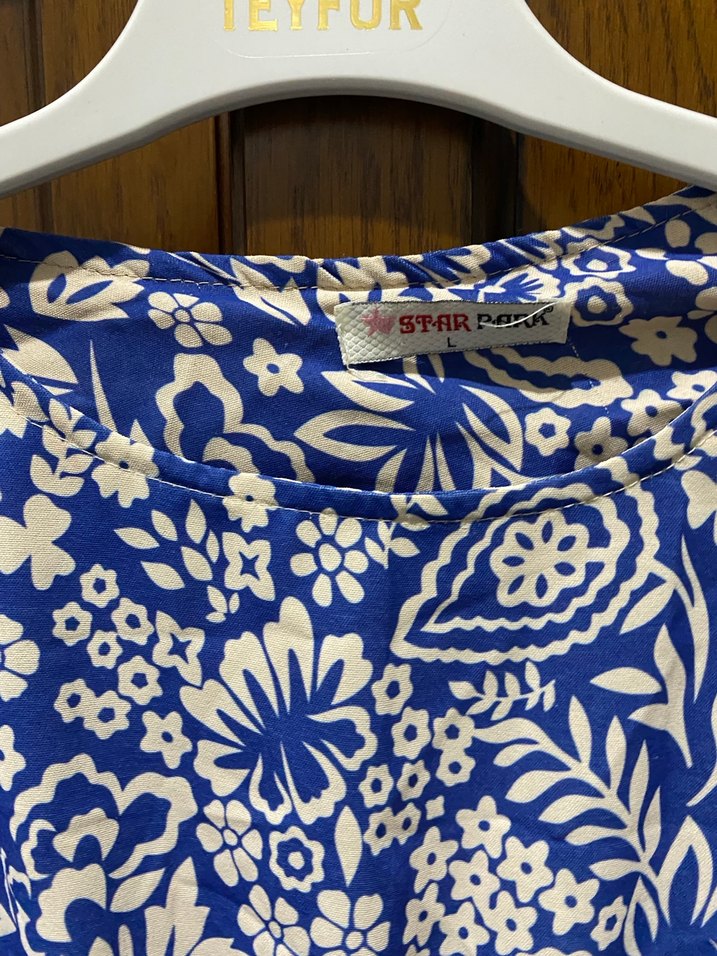 Mavi Bohem Uzun Kollu Uzun Elbise - Görsel 3