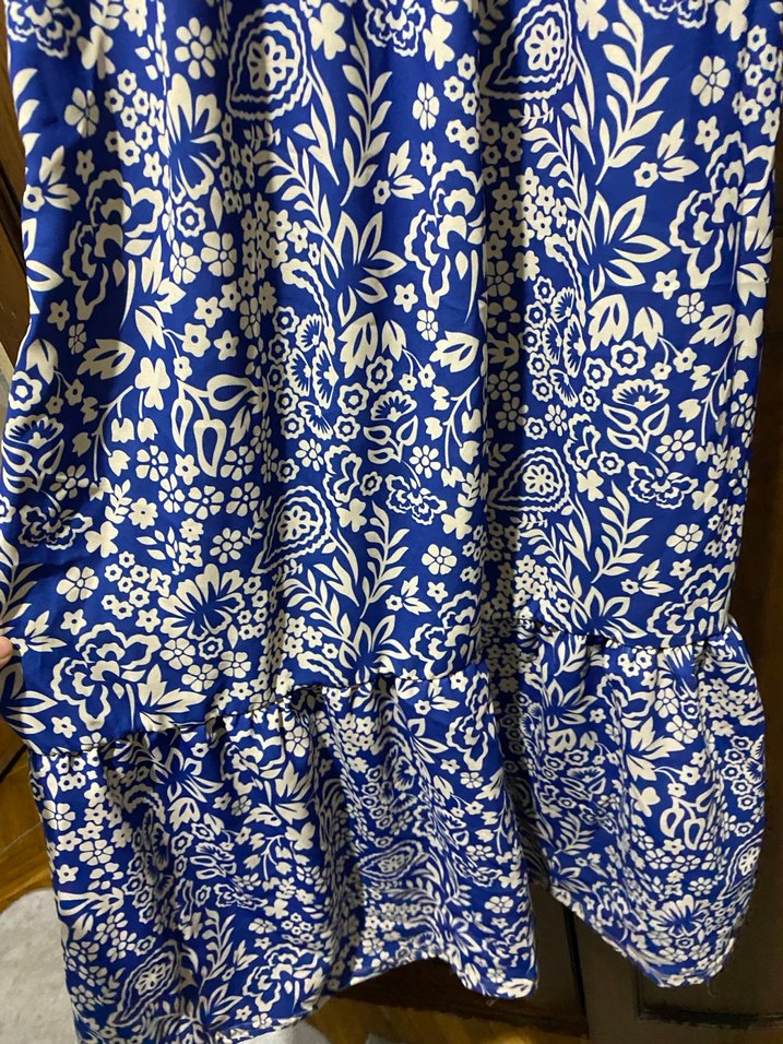 Mavi Bohem Uzun Kollu Uzun Elbise - Görsel 2