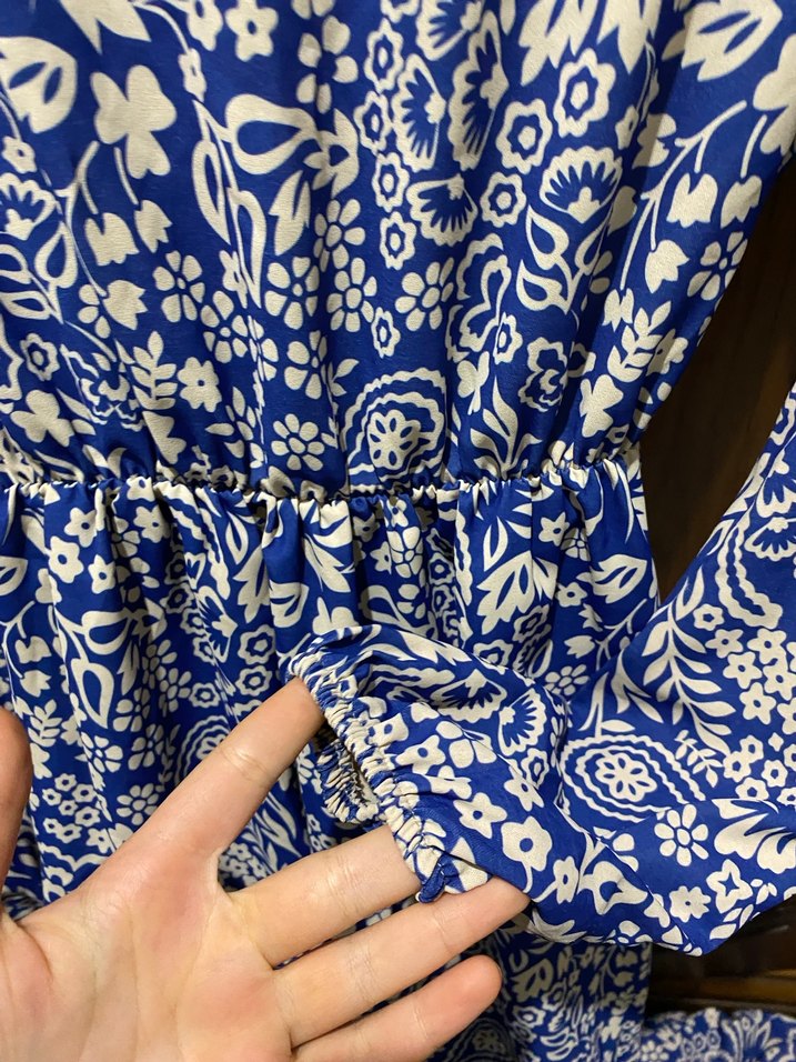 Mavi Bohem Uzun Kollu Uzun Elbise - Görsel 4