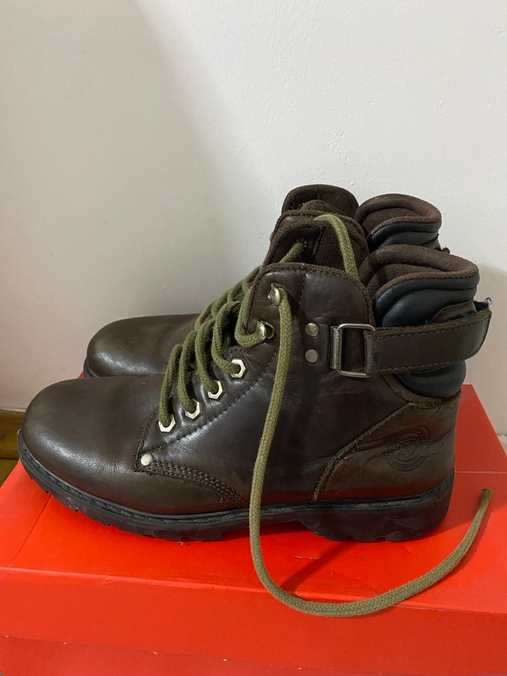 Kahverengi Deri Erkek Biker Bot - Görsel 3