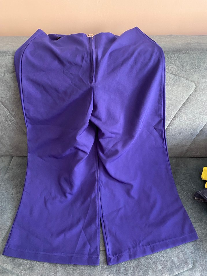 Fermuarlı Parlak Mavi Kadın Kumaş Pantolon - Görsel 2