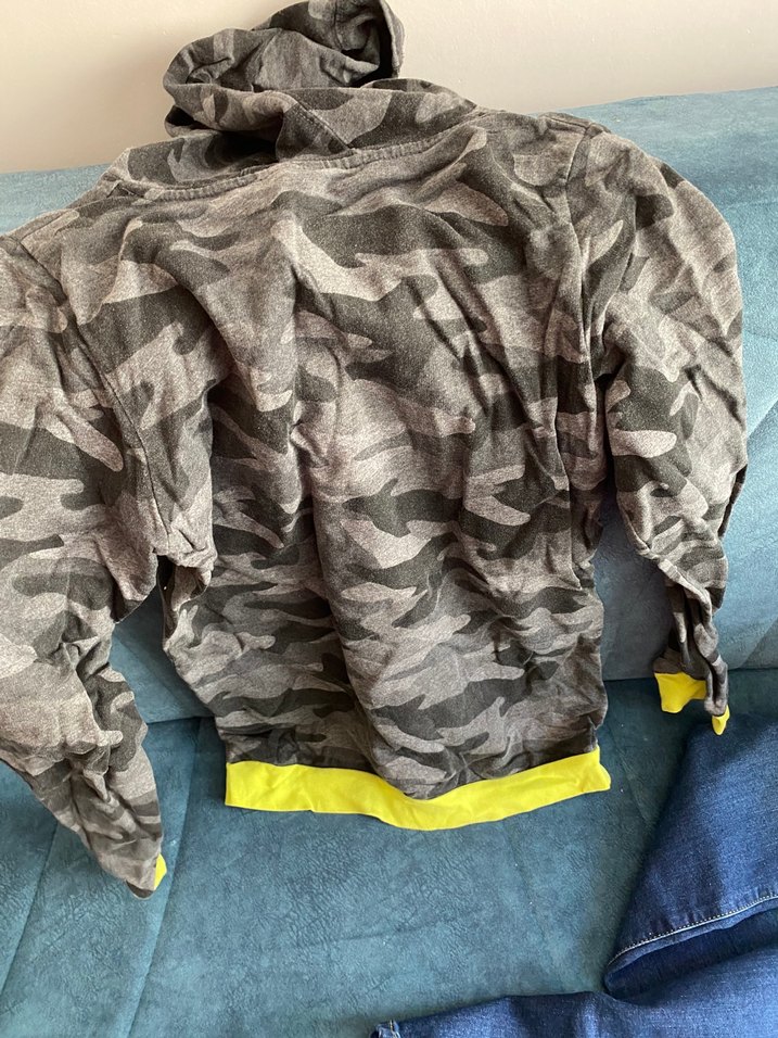 Kapüşonlu Gri Kamuflaj Erkek Sweatshirt - Görsel 2