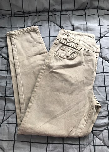 Gri Rahat Kesim Kadın Midi Kot Pantolon - Görsel 3