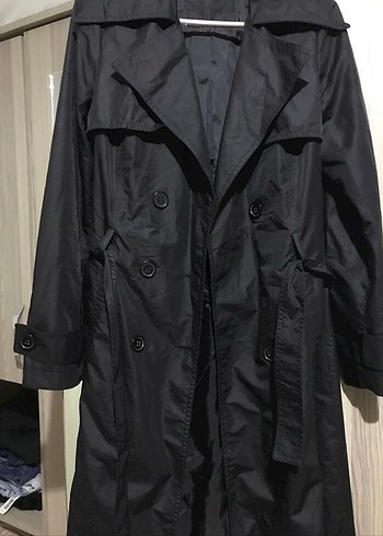 Siyah Kemerli Midi Trençkot - Görsel 2