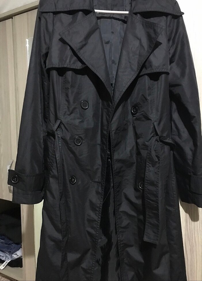 Siyah Kemerli Midi Trençkot - Görsel 2