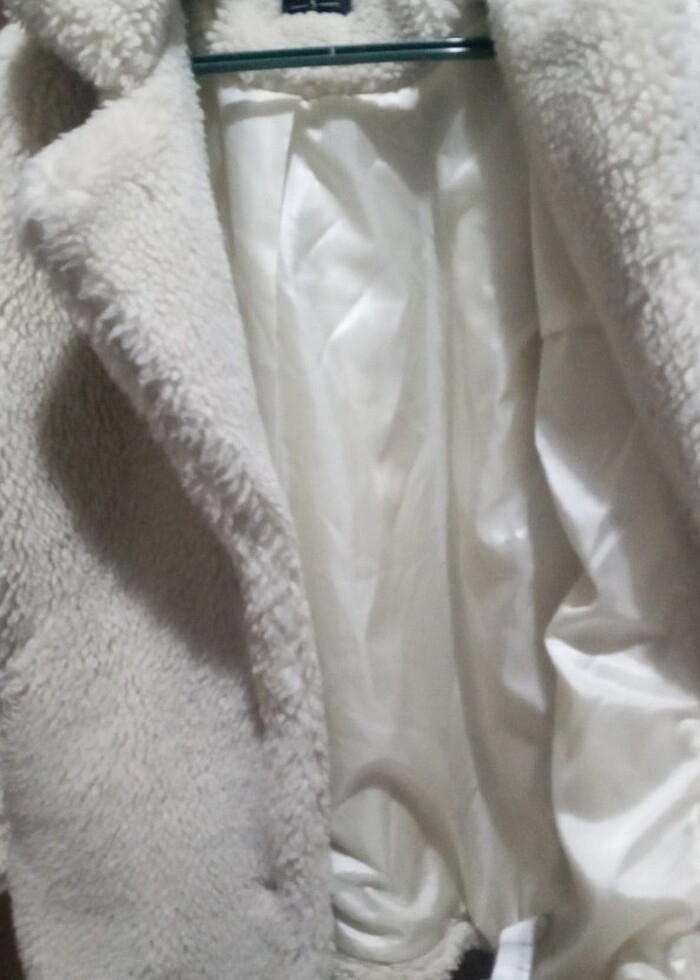 Krem kürk kaban - Görsel 3