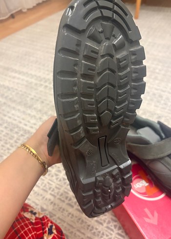 Gri Erkek Spor Outdoor Ayakkabı Velcro çelik ucu - Görsel 3