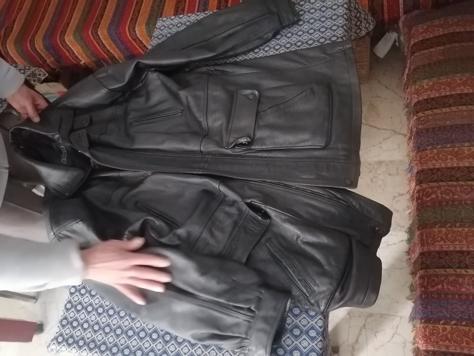 Siyah Deri Biker Ceket Uzun Kesim - Görsel 2