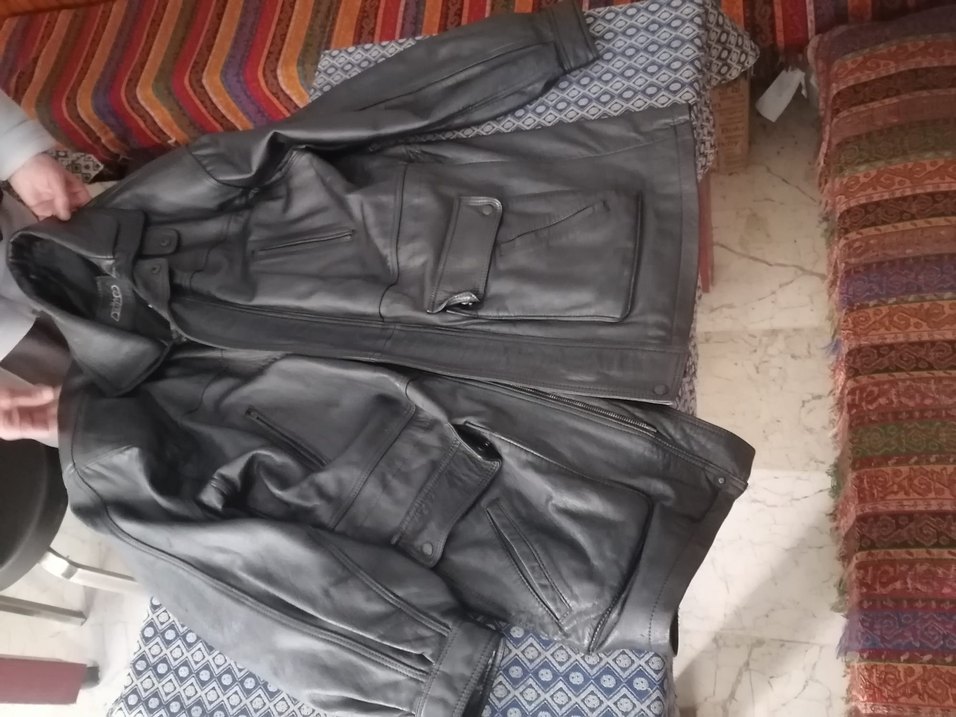 Siyah Deri Biker Ceket Uzun Kesim - Görsel 3