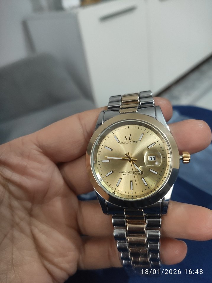 Parlak Altın Erkek Kol Saati - Görsel 4