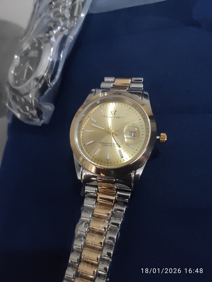 Parlak Altın Erkek Kol Saati - Görsel 2