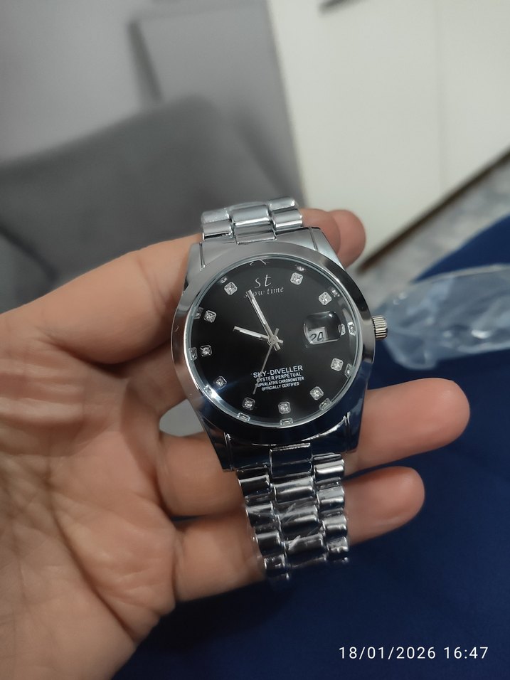 Parlak Altın Erkek Kol Saati - Görsel 5