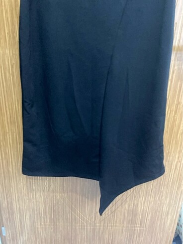 Tek omuz asimetrik etekli siyah şık elbise xl beden - Görsel 5