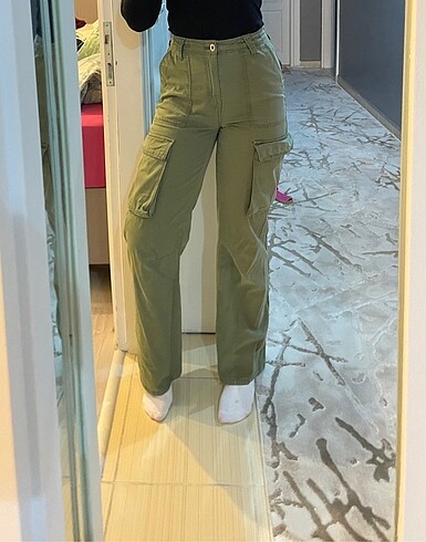 Bershka BERSHKA BAGGY JEAN KARGO PANTOLON