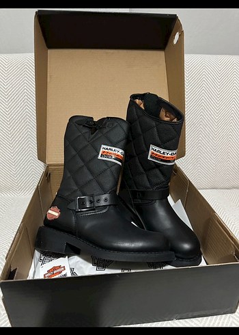 37 Beden siyah Renk Siyah Harley-Davidson Tokalı Biker Bot