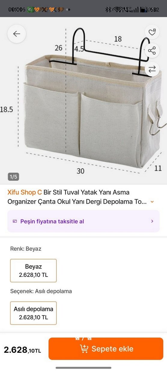 Gri ve Beyaz Çok Bölmeli yatak Düzenleyici Anne Yanı - Görsel 2