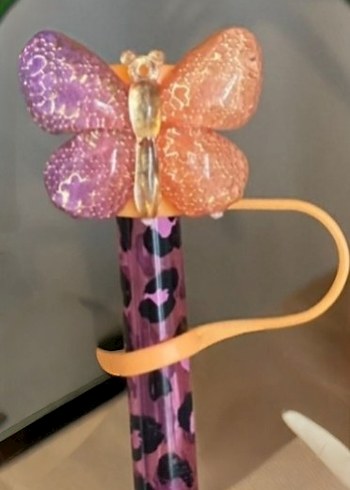 Çok Renkli Kelebek Desenli toz koruyucu pipet tıpası - Görsel 2