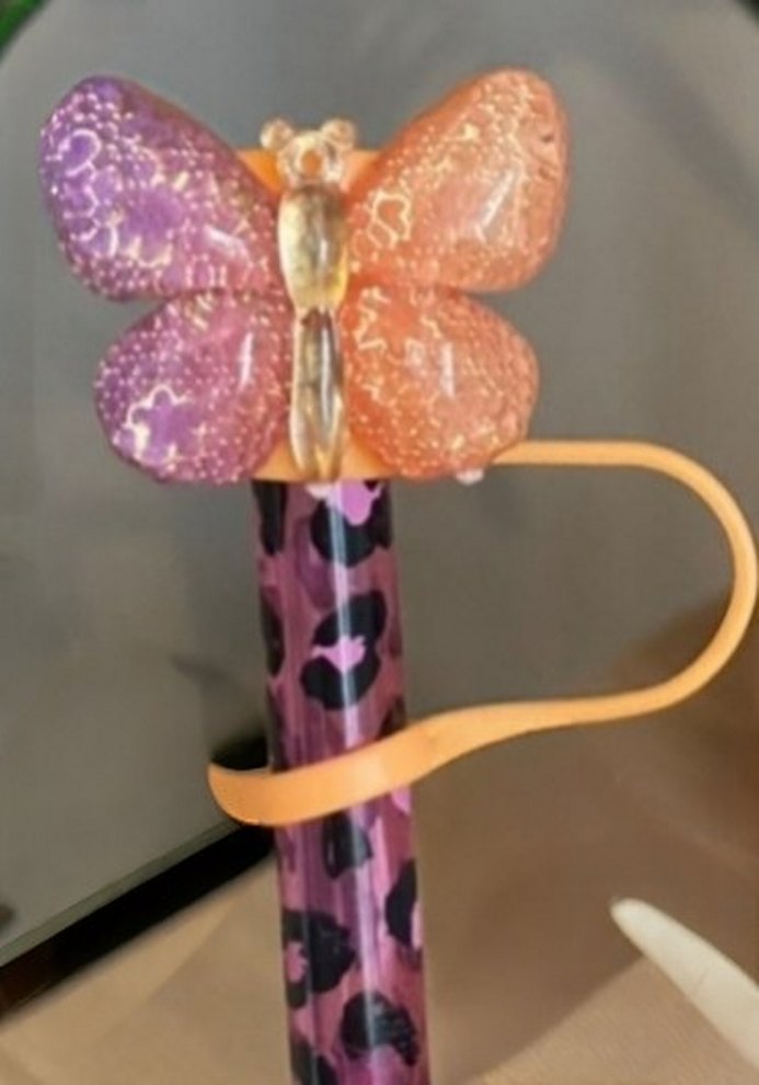 Çok Renkli Kelebek Desenli toz koruyucu pipet tıpası - Görsel 2