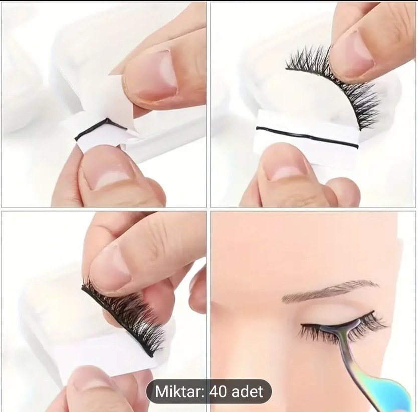 Bej Parlak Takma Kirpik  bandı 40 Adet - Görsel 2