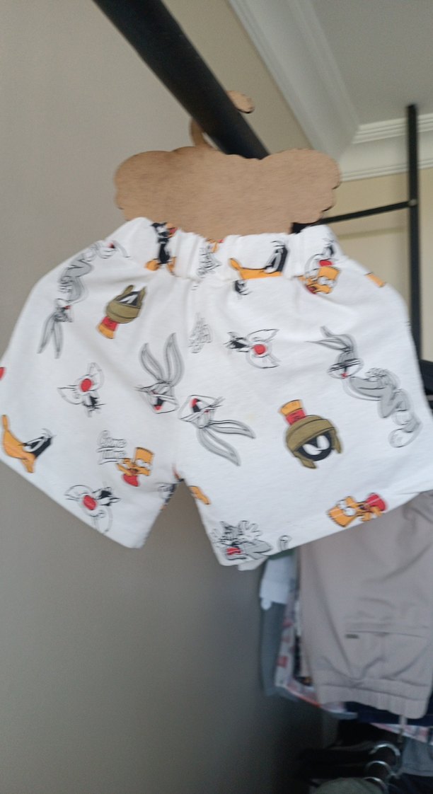 Baskılı Beyaz Gri Çocuk şort - Görsel 2