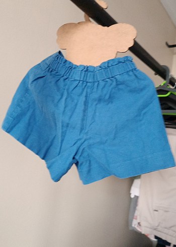 Düğmeli Mavi Mini Şort - Görsel 3