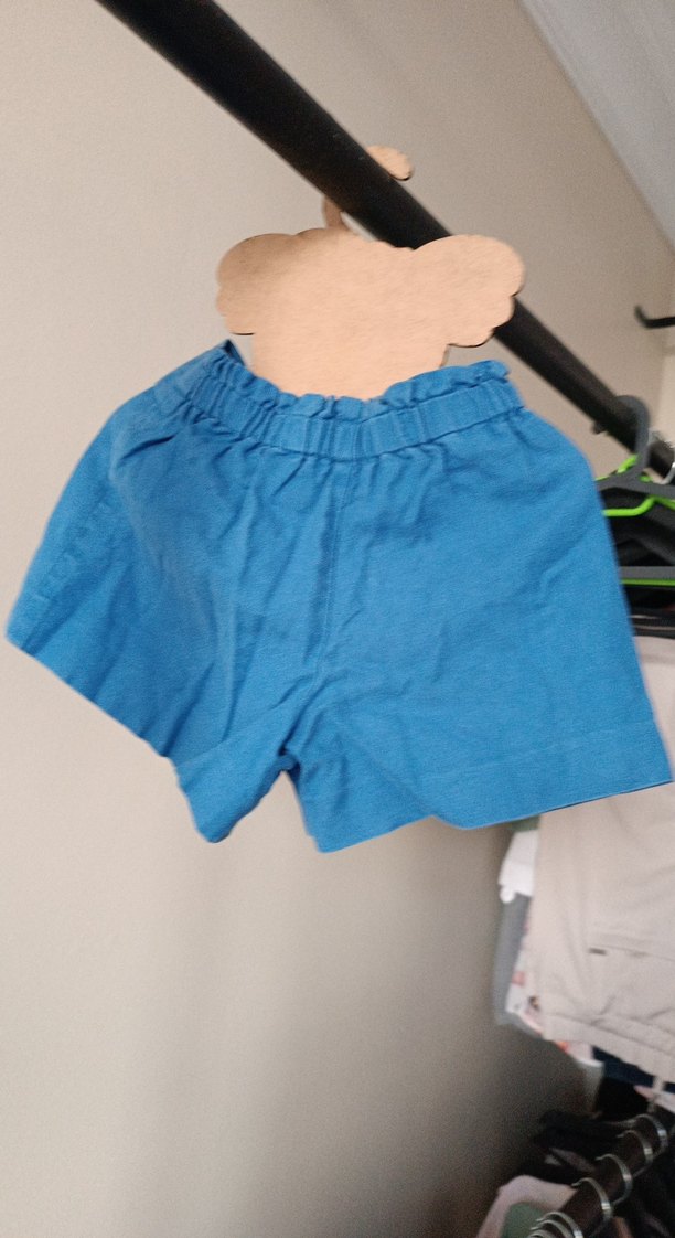 Düğmeli Mavi Mini Şort - Görsel 3