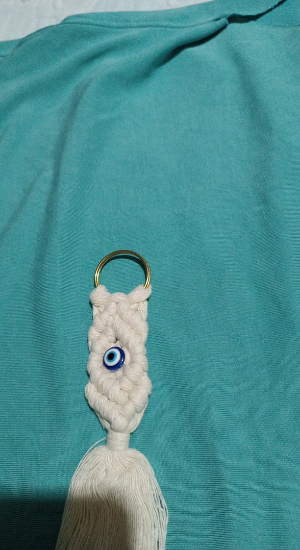 Beyaz Püsküllü Bohem Anahtarlık - Görsel 2